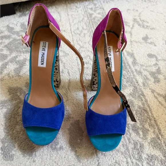 Steve Madden Blue and Pink Heels - Picture 1 of 5
